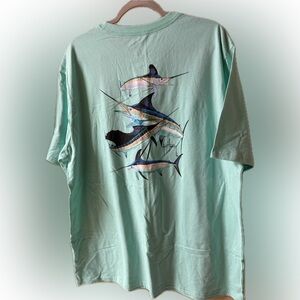 Men’s Guy Harvey turquoise t-shirt with Marlin Design, XXL, NWT